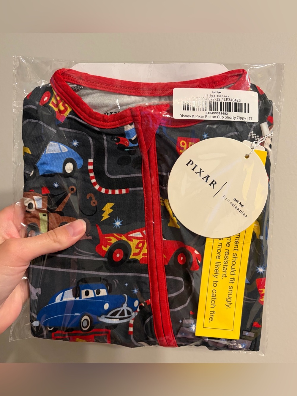 Little sleepies piston cup shorty 2T Disney Pixar